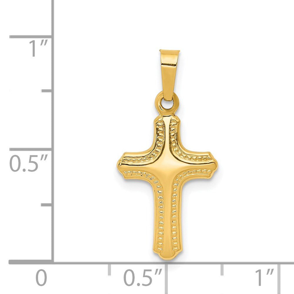 FJC Finejewelers 14 kt Yellow Gold Polished and Textured Cross Charm 22 x 11 mm