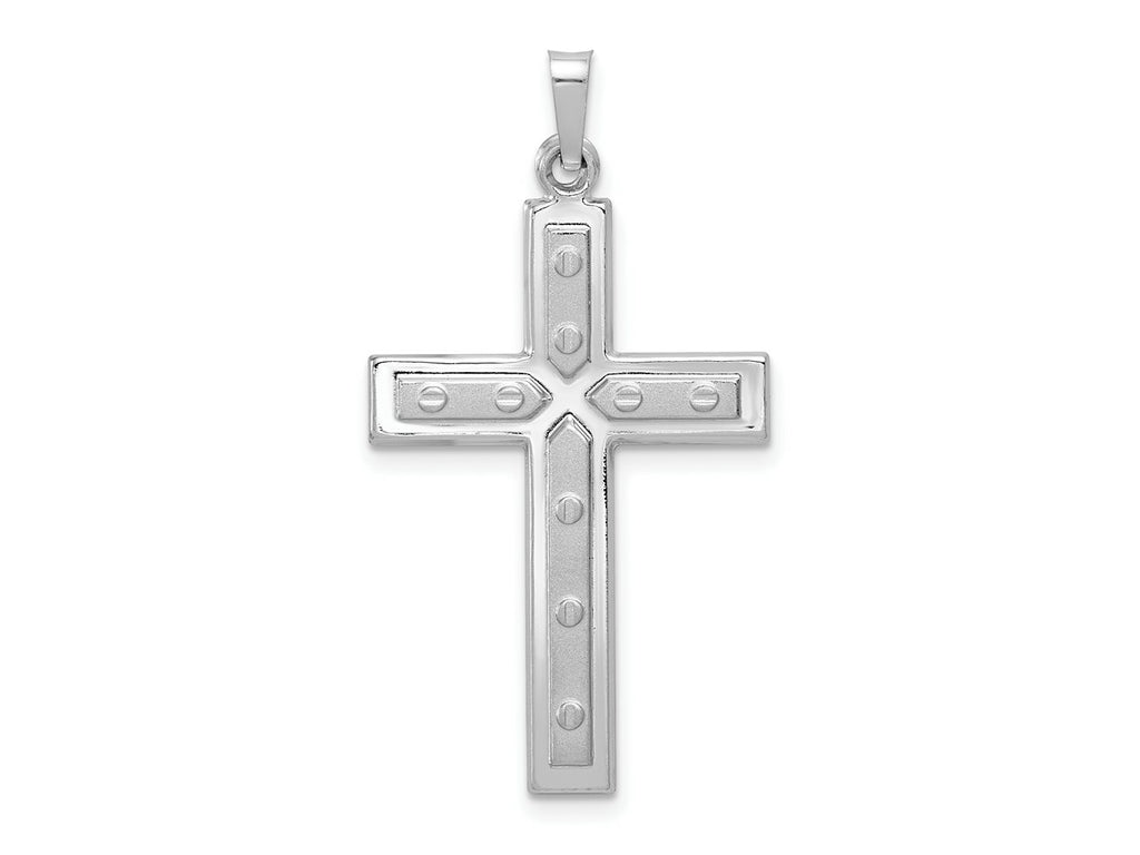 FJC Finejewelers 14 kt White Gold Polished and Satin with Dots Cross Charm 36 mm x 20 mm