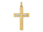 FJC Finejewelers 14 kt Yellow Gold W/Rhodium Polished and Satin Cross Charm 36 x 20 mm