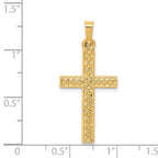 FJC Finejewelers 14 kt Yellow Gold Polished Lattice Textured Cross Charm 29 x 14 mm