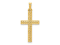 FJC Finejewelers 14 kt Yellow Gold Polished Lattice Textured Cross Charm 29 x 14 mm