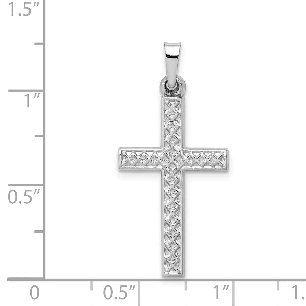 FJC Finejewelers 14 kt White Gold Polished Lattice Cross Charm 29 mm x 14 mm