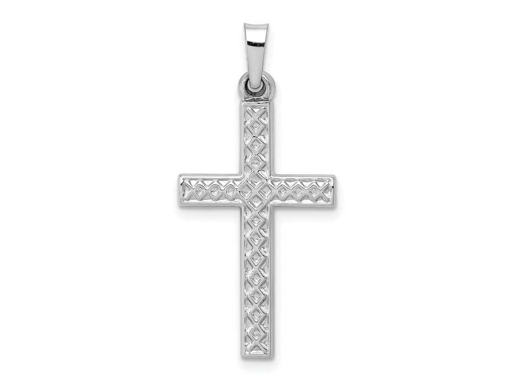 FJC Finejewelers 14 kt White Gold Polished Lattice Cross Charm 29 mm x 14 mm