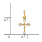FJC Finejewelers 14 kt Yellow Gold Polished Beaded CZ Cross Charm 17 x 8 mm
