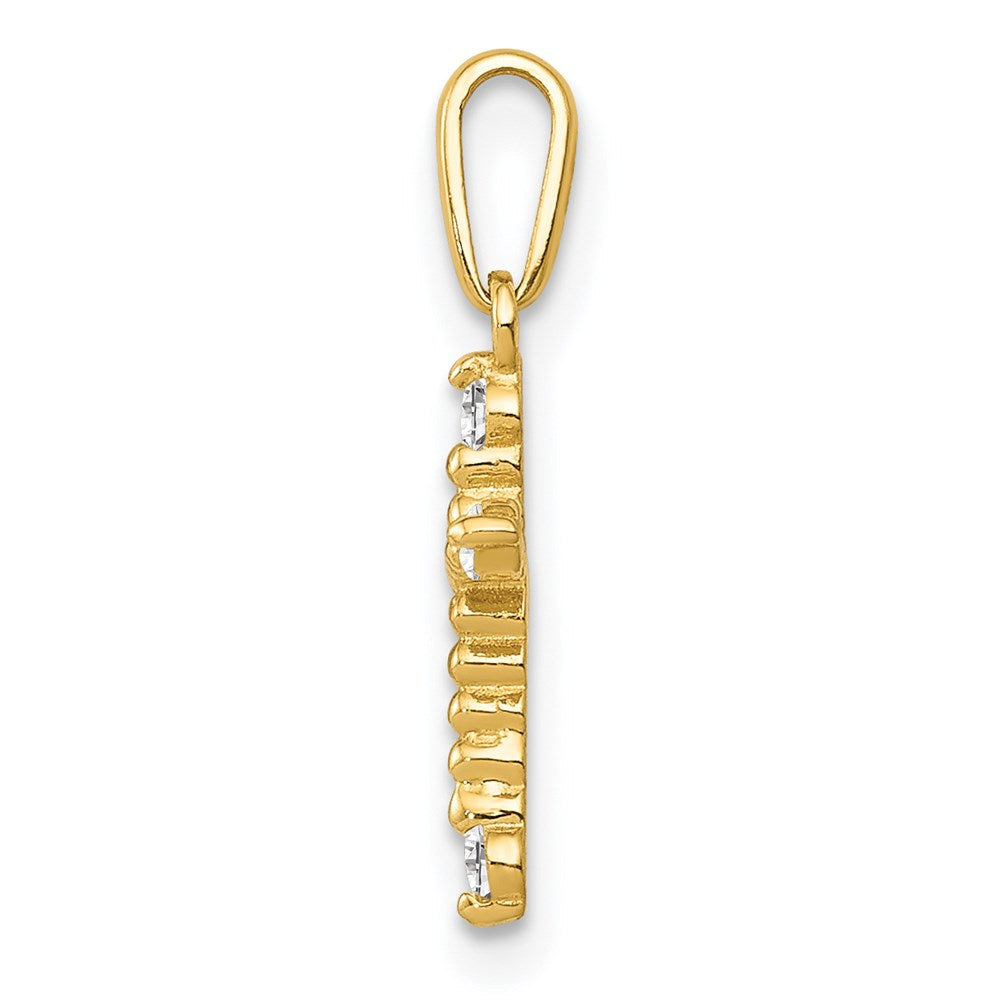 FJC Finejewelers 14 kt Yellow Gold Polished Beaded CZ Cross Charm 17 x 8 mm
