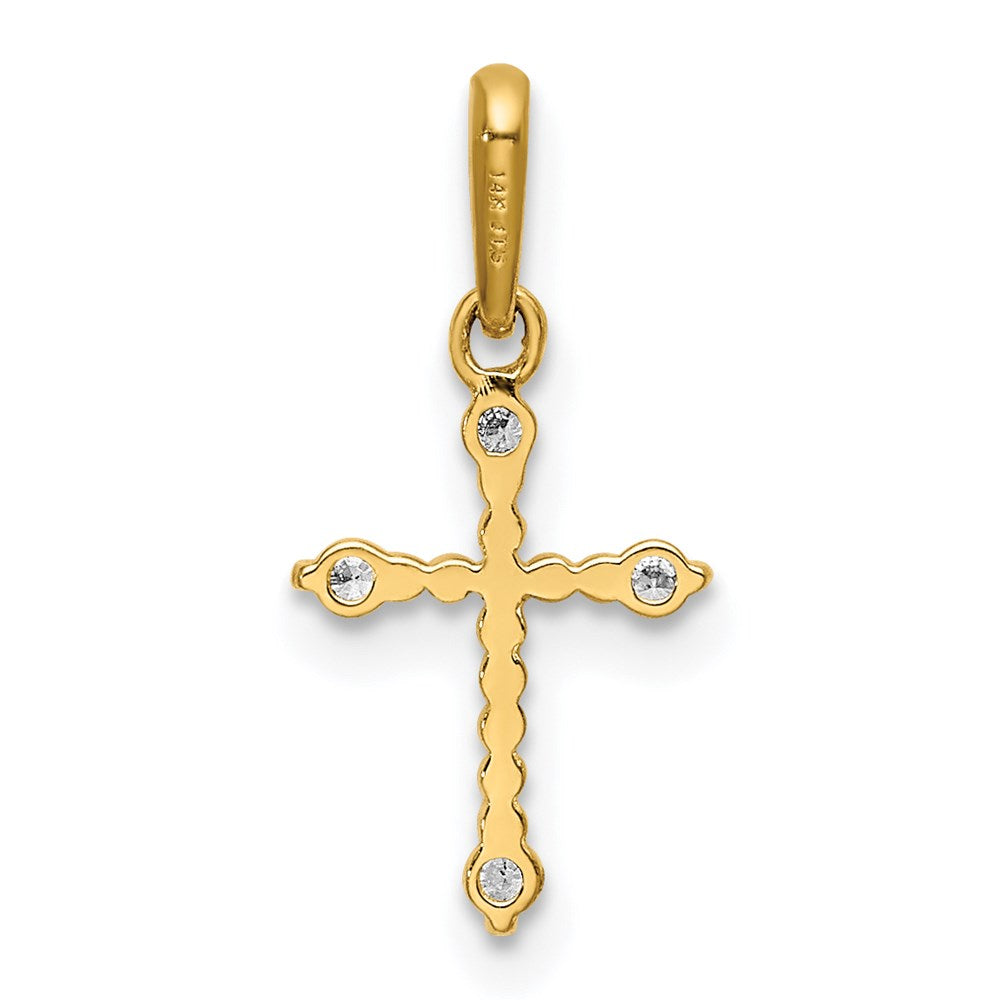 FJC Finejewelers 14 kt Yellow Gold Polished Beaded CZ Cross Charm 17 x 8 mm