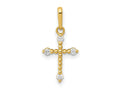FJC Finejewelers 14 kt Yellow Gold Polished Beaded CZ Cross Charm 17 x 8 mm