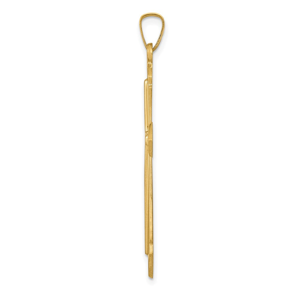 FJC Finejewelers 14 kt Yellow Gold Polished and Satin Passion Cross Charm 40 x 21 mm