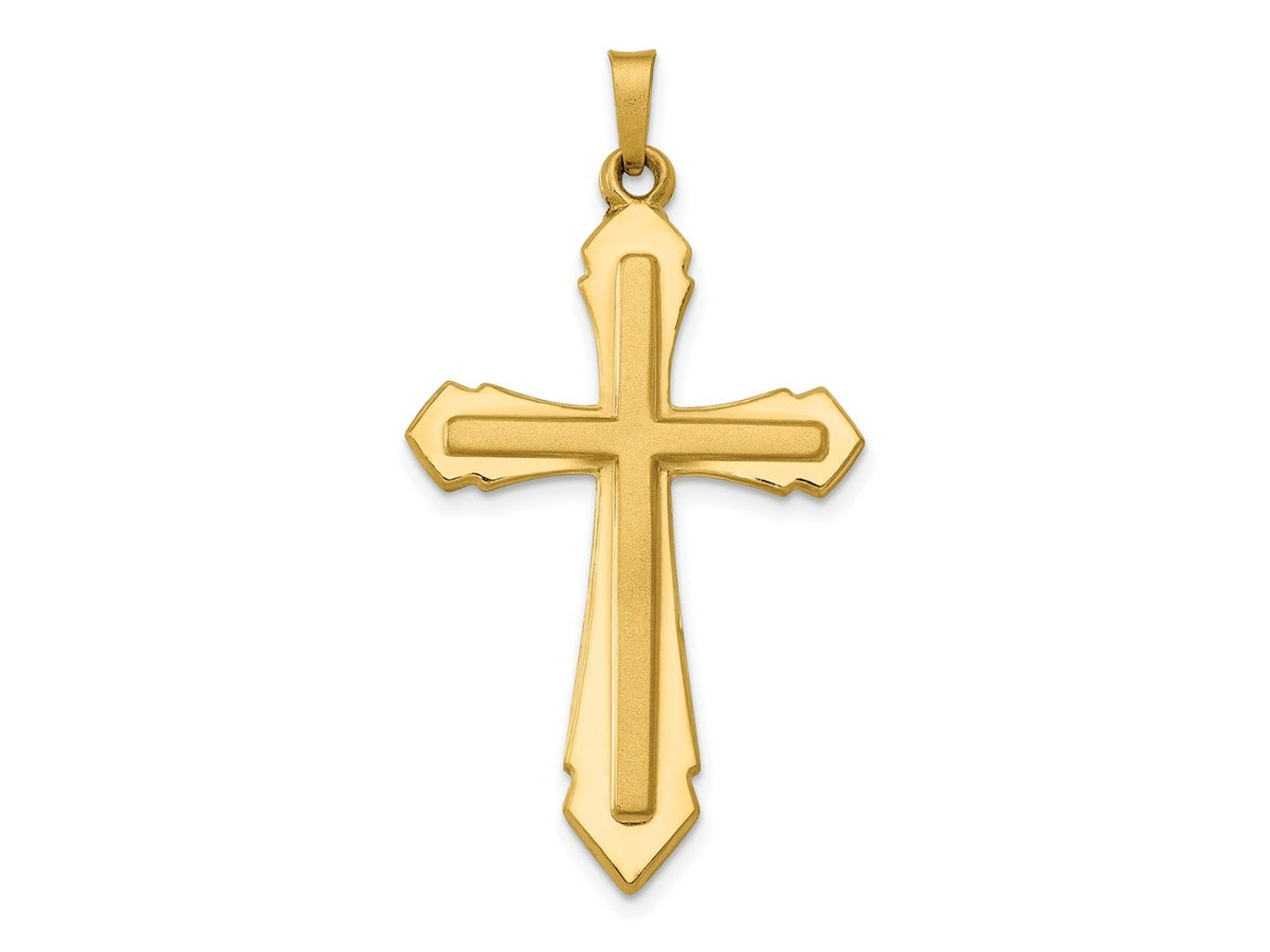 FJC Finejewelers 14 kt Yellow Gold Polished and Satin Passion Cross Charm 40 x 21 mm