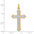 FJC Finejewelers 14 kt Yellow Gold with Rhodium Polished and Textured Passion Cross Charm 38 x 21 mm