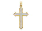 FJC Finejewelers 14 kt Yellow Gold with Rhodium Polished and Textured Passion Cross Charm 38 x 21 mm