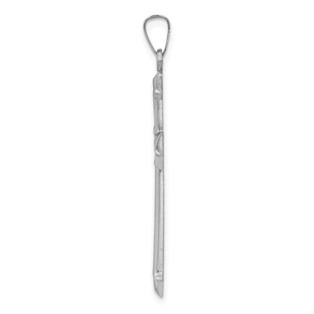 FJC Finejewelers 14 kt White Gold Polished and Textured Cross Charm 38 mm x 21 mm