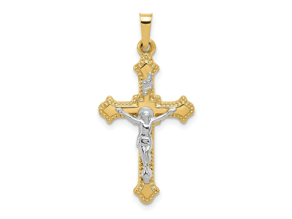 FJC Finejewelers 14 kt Two Tone Gold Polished INRI Crucifix Charm 32 x 16 mm