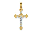 FJC Finejewelers 14 kt Two Tone Gold Polished INRI Crucifix Charm 32 x 16 mm