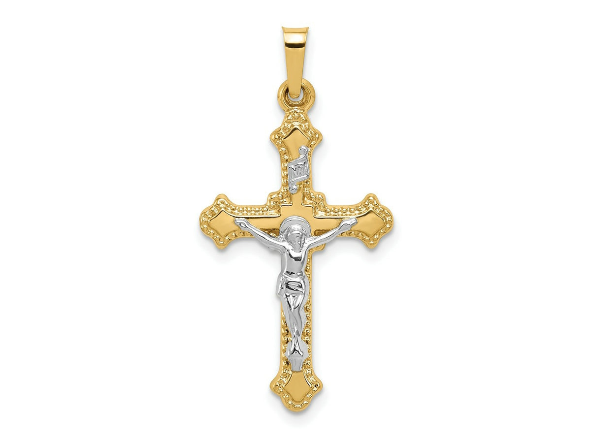 FJC Finejewelers 14 kt Two Tone Gold Polished INRI Crucifix Charm 32 x 16 mm