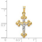 FJC Finejewelers 14 kt Two Tone Gold Polished Budded INRI Crucifix Charm 27 x 14 mm