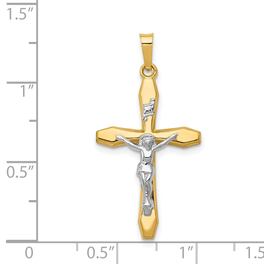 FJC Finejewelers 14 kt Two Tone Gold Polished INRI Crucifix Charm 32 x 17 mm
