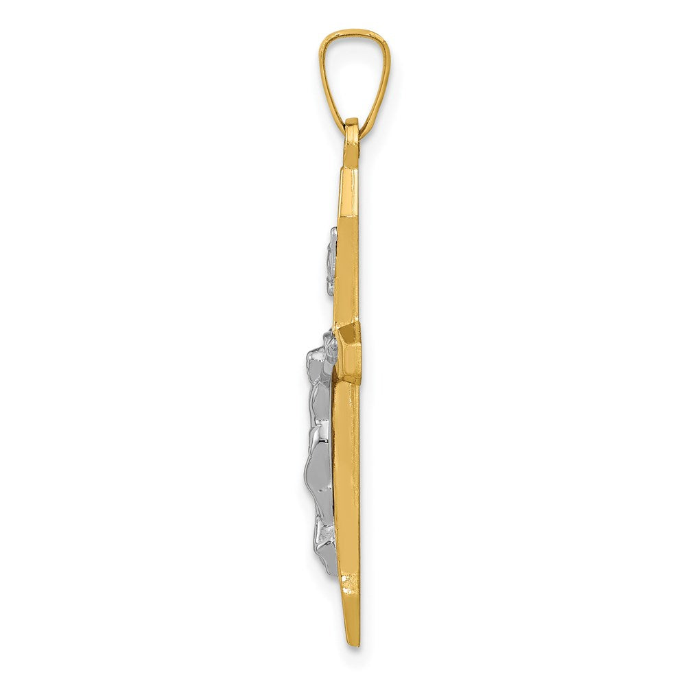 FJC Finejewelers 14 kt Two Tone Gold Polished INRI Crucifix Charm 32 x 17 mm