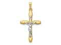 FJC Finejewelers 14 kt Two Tone Gold Polished INRI Crucifix Charm 32 x 17 mm