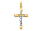FJC Finejewelers 14 kt Two Tone Gold Polished INRI Crucifix Charm 32 x 17 mm
