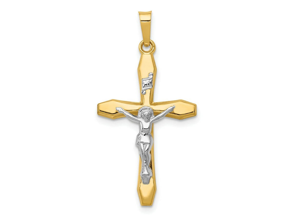 FJC Finejewelers 14 kt Two Tone Gold Polished INRI Crucifix Charm 32 x 17 mm