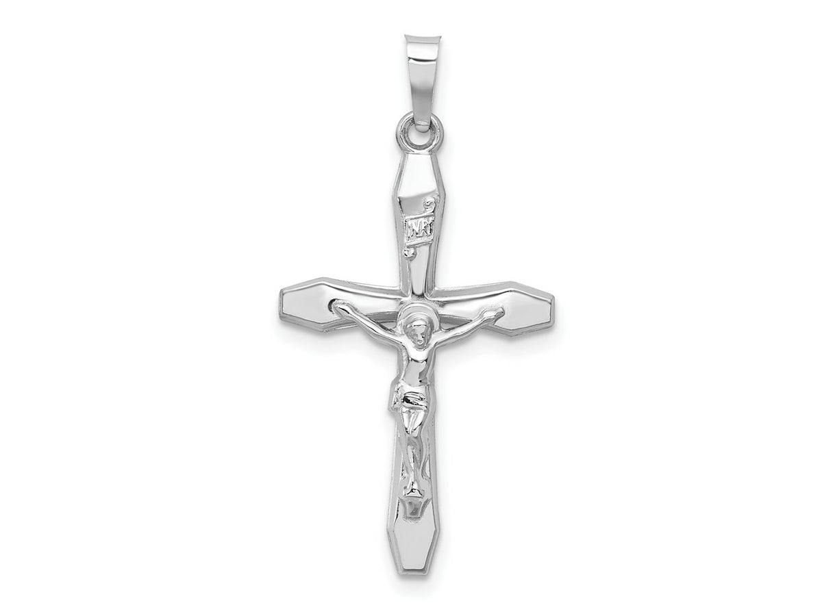 FJC Finejewelers 14 kt White Gold INRI Crucifix Cross Polished Charm 32 mm x 17 mm