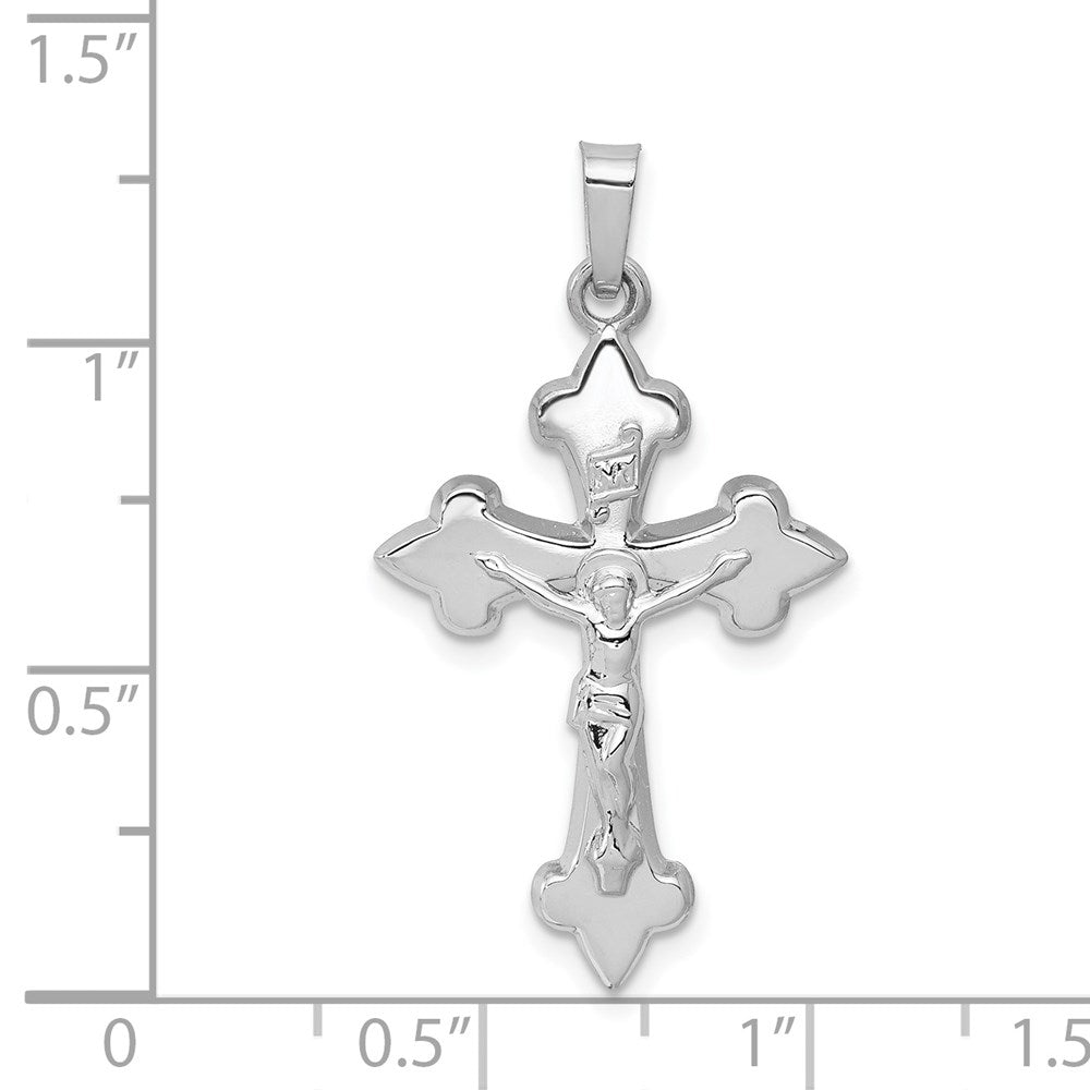 FJC Finejewelers 14 kt White Gold Polished Fleur de Lis Crucifix Cross Charm 32 mm x 18 mm