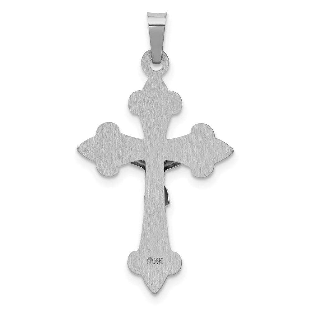 FJC Finejewelers 14 kt White Gold Polished Fleur de Lis Crucifix Cross Charm 32 mm x 18 mm