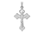 FJC Finejewelers 14 kt White Gold Polished Fleur de Lis Crucifix Cross Charm 32 mm x 18 mm