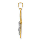 FJC Finejewelers 14 kt Two Tone Gold Flower Center INRI Crucifix Charm 25 x 18 mm