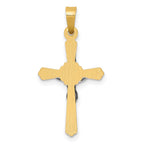 FJC Finejewelers 14 kt Two Tone Gold Flower Center INRI Crucifix Charm 25 x 18 mm