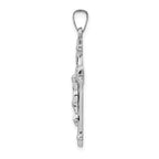 FJC Finejewelers 14 kt White Gold Polished INRI Religious Crucifix Cross Charm 32 mm x 17 mm