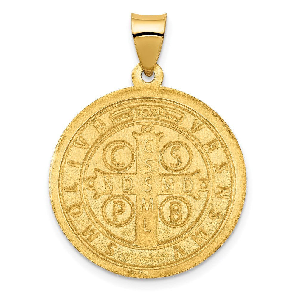 FJC Finejewelers 14 kt Yellow Gold Polished/Satin St. Benedict Reversible Hollow Medal 30 x 22 mm