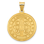 FJC Finejewelers 14 kt Yellow Gold Polished/Satin St. Benedict Reversible Hollow Medal 30 x 22 mm