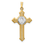 FJC Finejewelers 14 kt Yellow Gold with Rhodium St. Benedict Hollow Medal INRI Crucifix Charm 37 x 19 mm