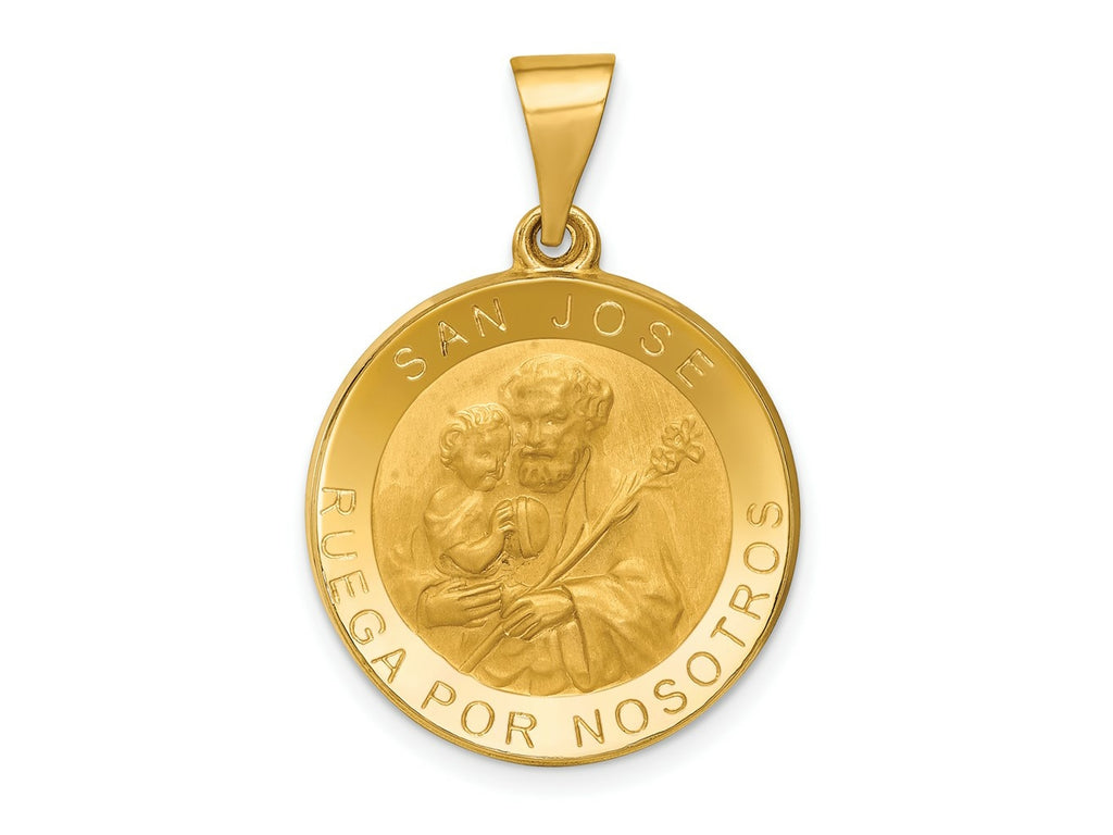 FJC Finejewelers 14 kt Yellow Gold Polished/Satin Hollow Spanish San Jose Medal Charm 27 x 18 mm