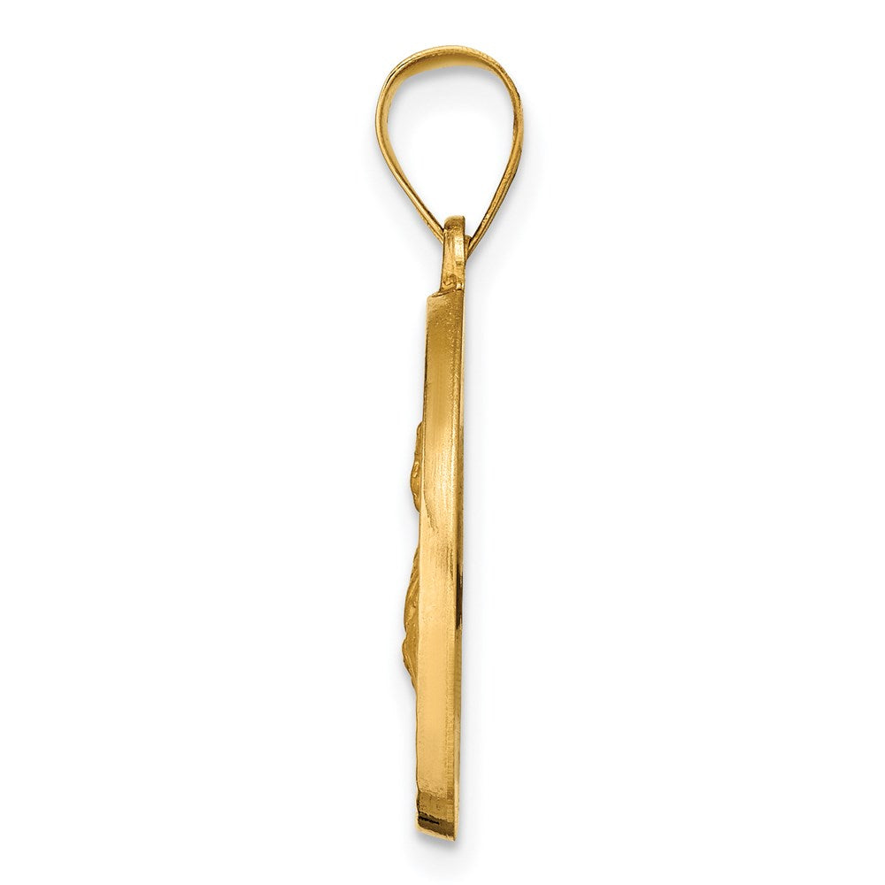 FJC Finejewelers 14 kt Yellow Gold Polished / Satin Hollow Spanish St. Lucy Medal Charm 26 x 18 mm
