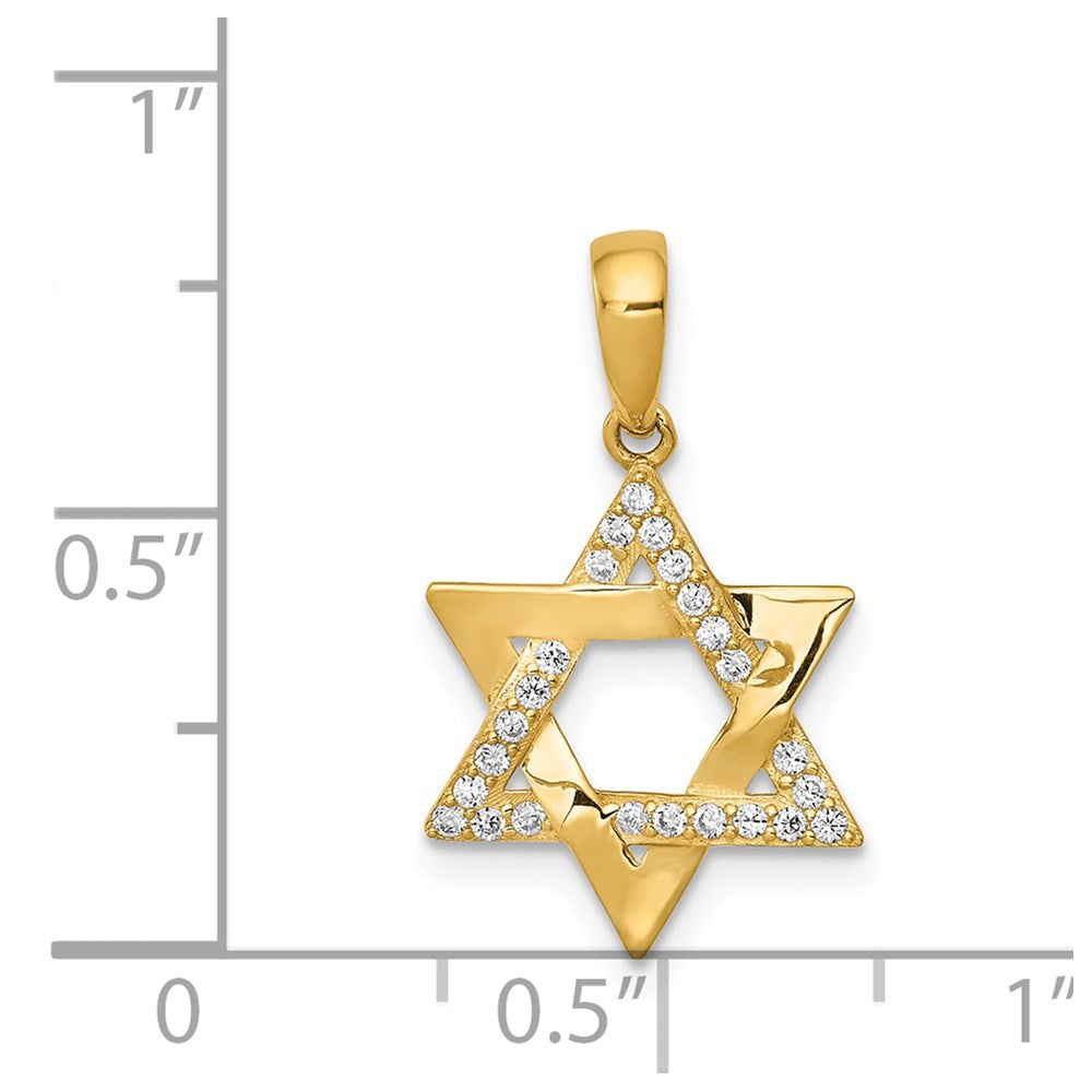 FJC Finejewelers 14 kt Yellow Gold Polished CZ Star of David Charm 20 x 12 mm