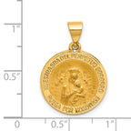 FJC Finejewelers 14 kt Yellow Gold Hollow Polished/Satin Spanish Perpetuo Socorro Medal 25 x 19 mm