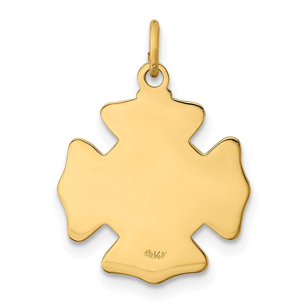 FJC Finejewelers 14 kt Yellow Gold Solid Polished/Satin Small St. Florian Fire Dept. Badge Medal 23 x 17 mm