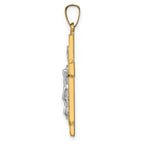 FJC Finejewelers 14 kt Two Tone Gold Hollow Polished Textured Latin Crucifix 31 x 17 mm