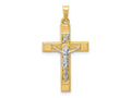 FJC Finejewelers 14 kt Two Tone Gold Hollow Polished Textured Latin Crucifix 31 x 17 mm