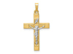 FJC Finejewelers 14 kt Two Tone Gold Hollow Polished Textured Latin Crucifix 31 x 17 mm
