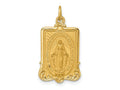 FJC Finejewelers 14 kt Yellow Gold Solid Polished/Satin Large Rectangle Framed Miraculous Medal 26 x 14 mm