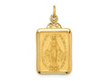 FJC Finejewelers 14 kt Yellow Gold Solid Polished/Satin Rectangle with Fan Top Miraculous Medal 28 x 15 mm