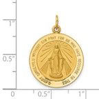 FJC Finejewelers 14 kt Yellow Gold Solid Polished/Satin Medium Round Miraculous Medal 27 x 20 mm