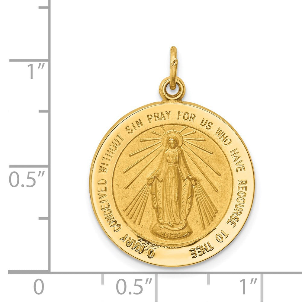 FJC Finejewelers 14 kt Yellow Gold Solid Polished/Satin Medium Round Miraculous Medal 27 x 20 mm