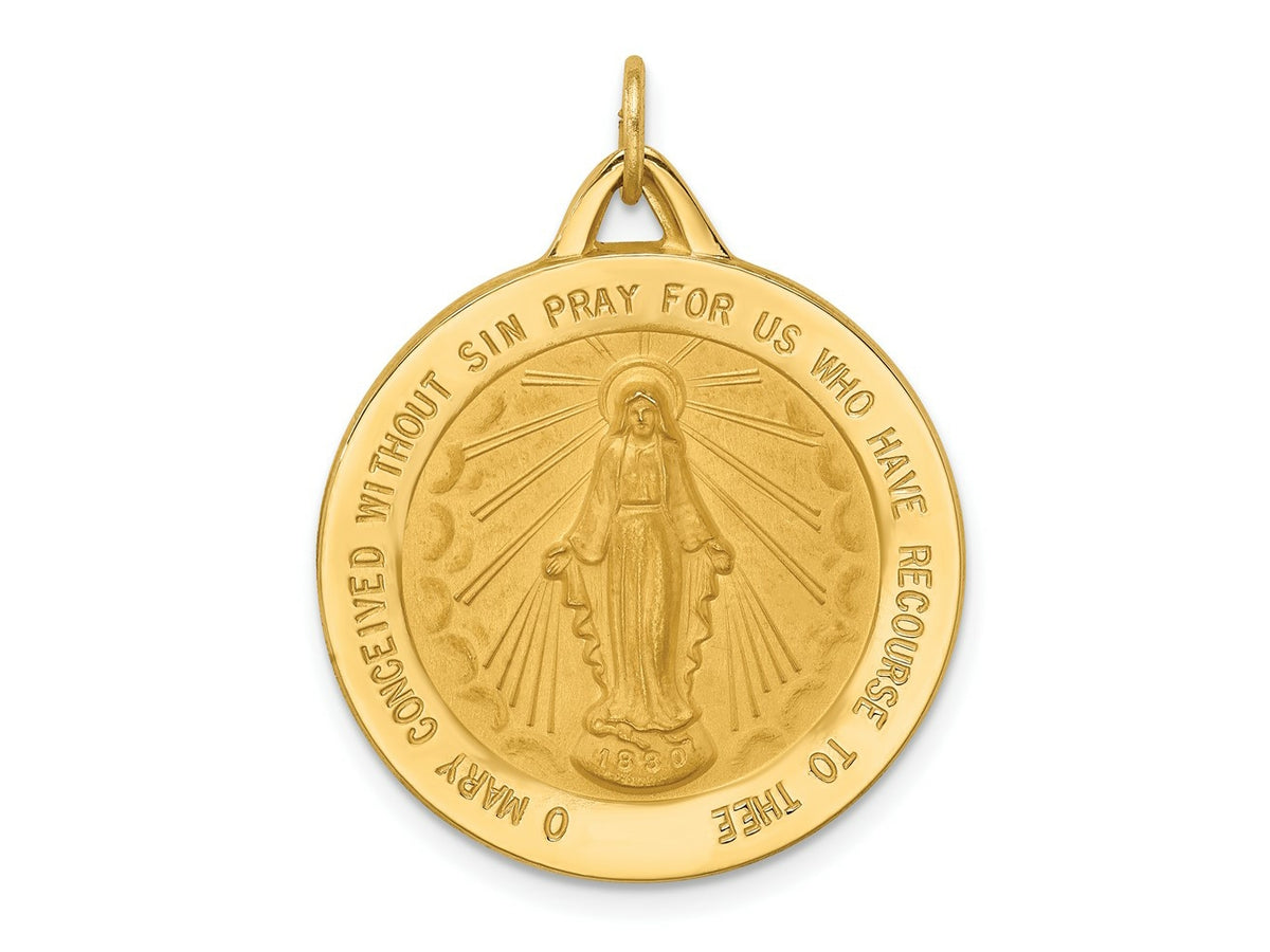 FJC Finejewelers 14 kt Yellow Gold Solid Polished/Satin Extra Large Round Miraculous Medal 31 x 24 mm