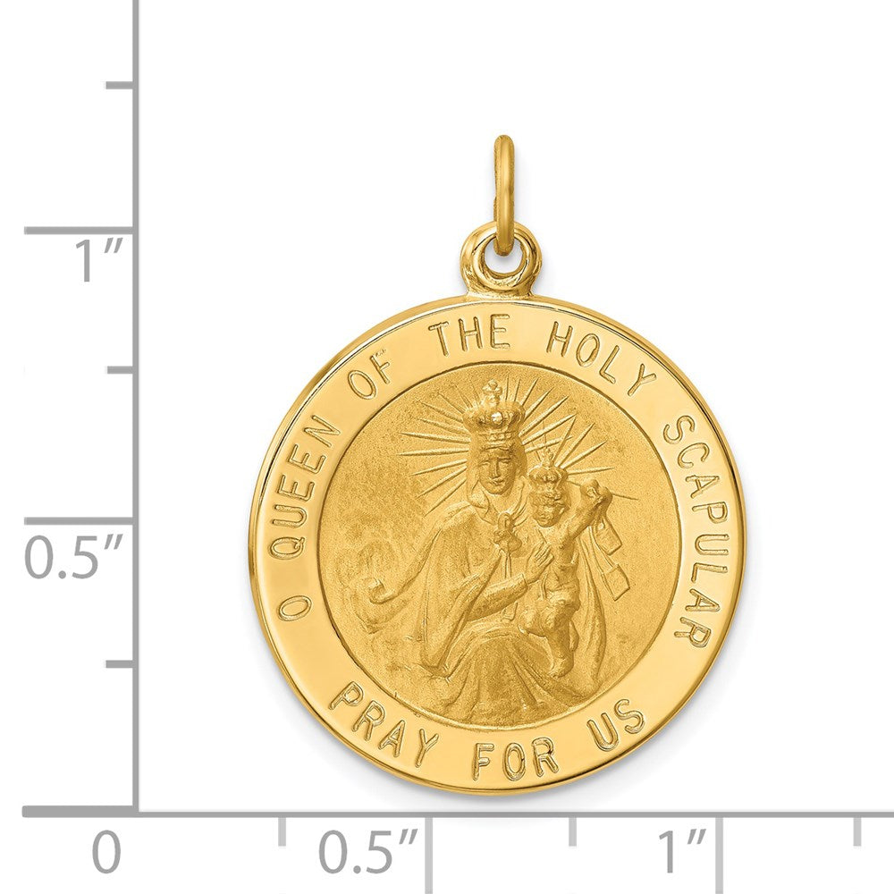 FJC Finejewelers 14 kt Yellow Gold Solid Large Queen Of Holy Scapular Reversible Medal 29 x 22 mm