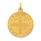FJC Finejewelers 14 kt Yellow Gold Solid Polished/Satin Round Reversible St. Benedict Medal 24 x 18 mm